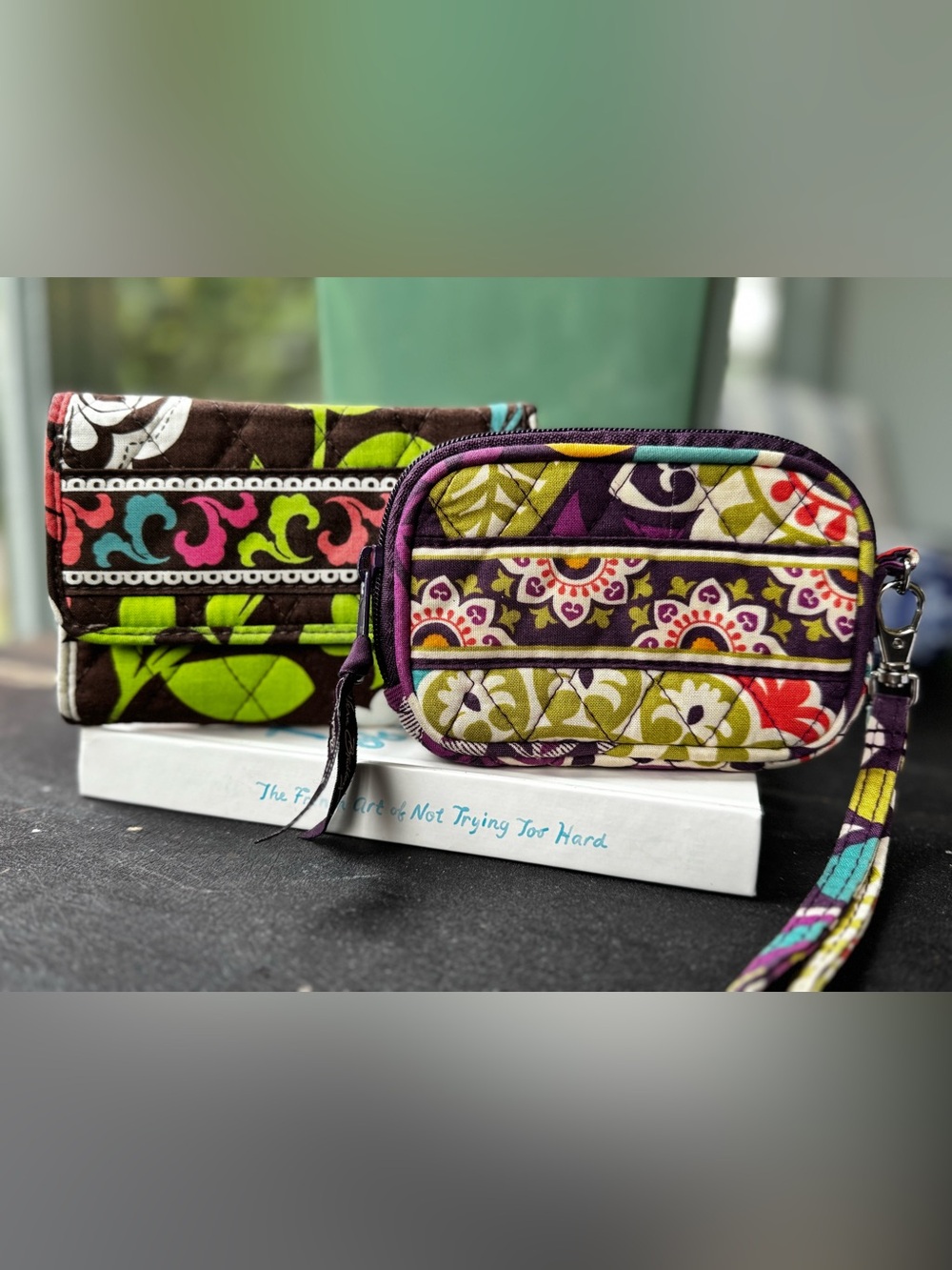 Set of 2 Vera Bradley Floral Quilted Wristlet and Wallet (can separate)